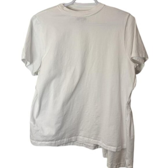 Opening Ceremony white ruching asymmetrical short sleeve top size S - Picture 3 of 4